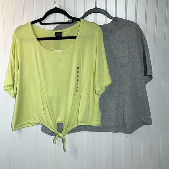 PSK Collective  Cropped Tee Lot 2 Women’s 3 XLarge Yellow Gray Short Sleeve - Picture 1 of 6